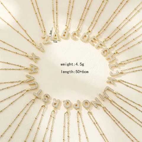 Collana Con Pendente a Forma di Lettera Iniziale Alfabeto in Acciaio Inossidabile Catena a Girocollo in Zirconia Per Donna