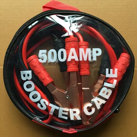 Car Emergency Jumper Cables 500A Battery Booster Cable With Copper Clamps And Portable Round Zipper Storage Bag