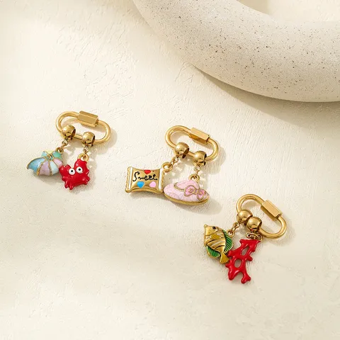 18K Vergoldet Edelstahl Emaille DIY Anhänger Herz Weinglas Mit Karabinerverschluss Kette Armband Herstellung Zubehör