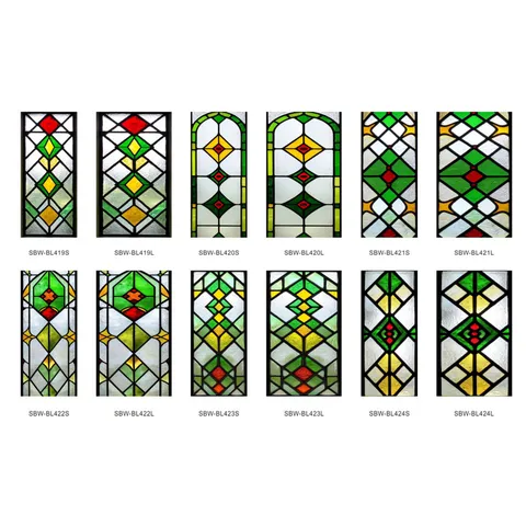 Película para Ventana de Vitral Adhesión Estática Privacidad Decorativa Adhesivo de Vidrio para Hogar Ventana de Baño Estilo Iglesia Diseño Geométrico