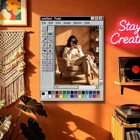 Specchio da Parete Creativo in Legno Acrilico Design UI Vernice per Computer Specchio Sospeso Decorativo per Bagno Soggiorno Casa