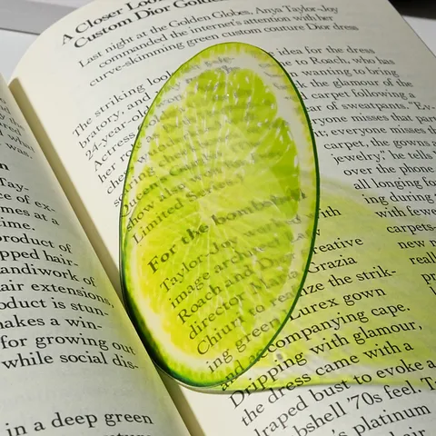 Transparent Acrylic Bookmark Cute Lime Fruit Pattern Clear Page Marker Lightweight Stationery Reading Accessory For Book Lovers