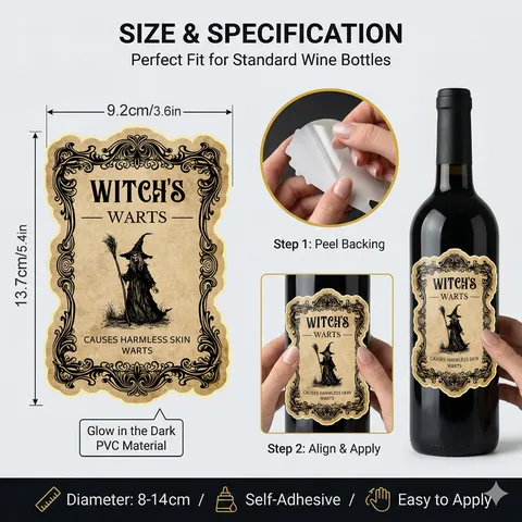 Halloween Lumineux Potion Bouteille Autocollants Imperméable Briller Dans Le Noir Bouteille De Vin DécalcomANIES Pour Décoration De Fête