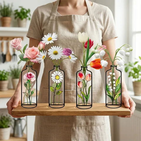 Acryl Buntglas Vase Tisch Ornament Kreative Floral Art Display Ständer Home Office Zimmer Tischdekor