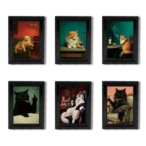 Vintage Katze Kühlschrankmagnet Retro Bilderrahmen Magnetaufkleber Süßes Tier Heim Küche Dekorative Kunst