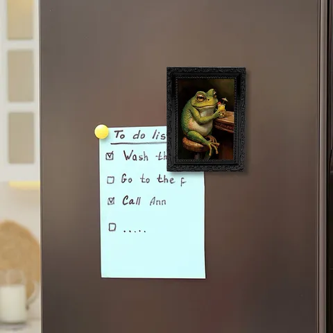 3D Retro Picture Frame Fridge Magnet Cute Frog Bar Cocktail Resin Magnetic Sticker Home Kitchen Refrigerator Decoration