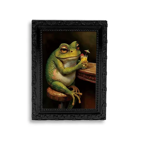 3D Retro Picture Frame Fridge Magnet Cute Frog Bar Cocktail Resin Magnetic Sticker Home Kitchen Refrigerator Decoration