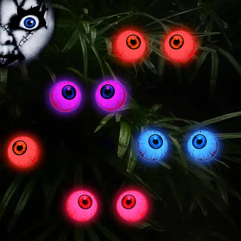 Halloween LED Leuchtende Augen Wandtattoo Party Dekoration Set Mit Bunten Lichtern Gruselige Atmosphäre Requisite