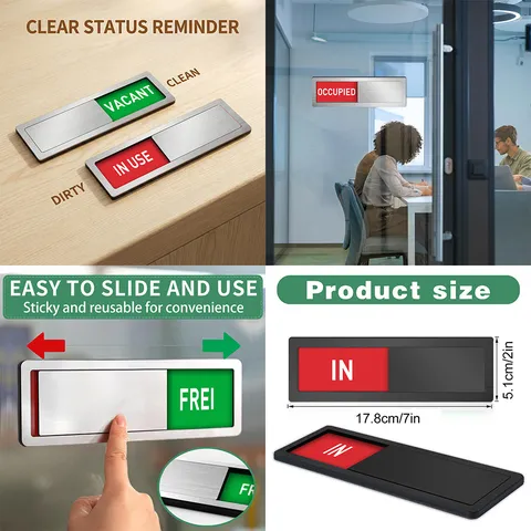 Acrylic Magnetic Status Indicator Door Sign Slide Slider Privacy Sign For Office Meeting Room Conference Room Office Sign