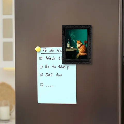 Aimant de Réfrigérateur Magnétique 3D Cadre Photo Rétro Drôle Chat Art Résine Autocollant de Réfrigérateur Maison Cuisine Support de Note Décoratif