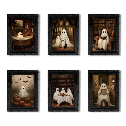Halloween 3D Ghost Magnetic Refrigerator Sticker Retro Photo Frame Cute Spooky Fridge Magnet Home Decor Holiday Gift