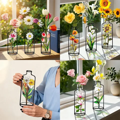 Acryl Buntglas Vase Tisch Ornament Kreative Floral Art Display Ständer Home Office Zimmer Tischdekor