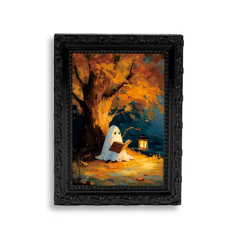 Halloween Ghost Magnetic Refrigerator Magnet Photo Frame Vintage Black Carved Frame Festive Home Decor