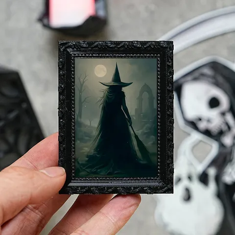 Halloween 3D Ghost Magnetic Fridge Magnet Retro Gothic Picture Frame Home Decor Festival Party Resin Note Sticker