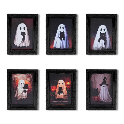 Halloween 3D Fantôme Chat Noir Cadre Photo Magnétique Aimant de Réfrigérateur Mignon Dessin Animé Créatif Décoration de Maison Fournitures de Fête