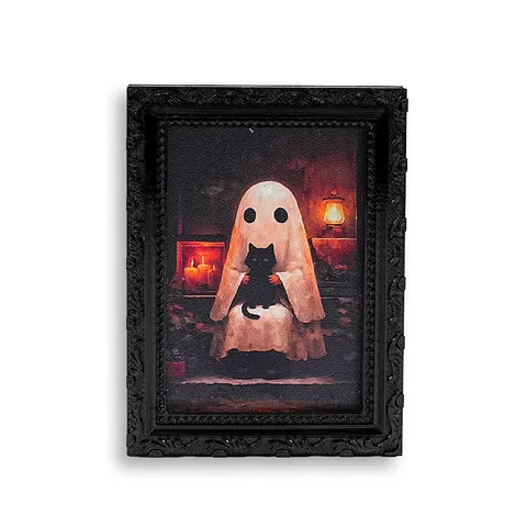 Halloween 3D Fantôme Chat Noir Bois Magnétique Réfrigérateur Autocollant Décoratif Cadre Photo Fête De Vacances Décoration De La Maison