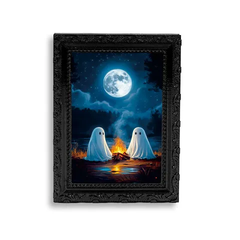 Cornice Portafoto con Calamita da Frigo Magnetica Fantasma di Halloween Retro Nero Rilievo Adesivo Decorativo Regalo