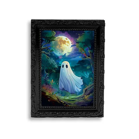 Halloween 3D Ghost Magnetic Refrigerator Sticker Vintage Black Photo Frame Home Decorative Memo Message Magnet