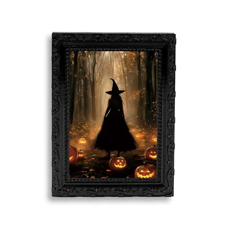 Halloween 3D Stereo Refrigerator Magnet Vintage Black Carved Frame Ghost Pumpkin Resin Magnetic Memo Sticker Home Decor