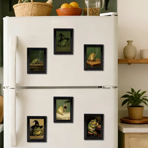 Creative 3D Resin Retro Photo Frame Fridge Magnet Funny Frog Art Decorative Magnetic Sticker for Home Kitchen