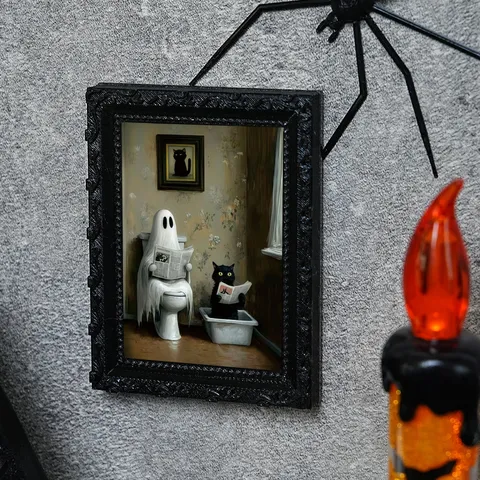 Halloween Fantôme Chat Noir Aimant de Réfrigérateur Cadre Photo Cartoon Créatif Drôle Autocollant Magnétique Maison Décoration de Vacances
