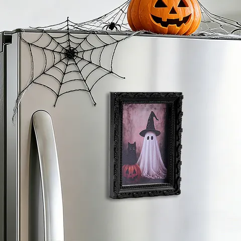 Halloween Ghost Fridge Magnet Photo Frame Cute Cartoon Resin Magnetic Sticker Home Kitchen Party Holiday Decor