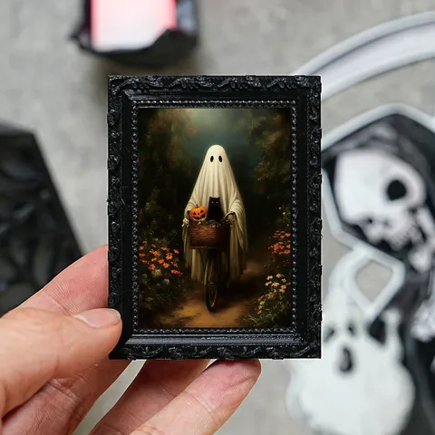 Halloween Fantasma Cornice Foto Magnetica Magnete per Frigorifero Simpatico Cartone Animato Adesivo Decorativo per Frigorifero Decorazione Casa