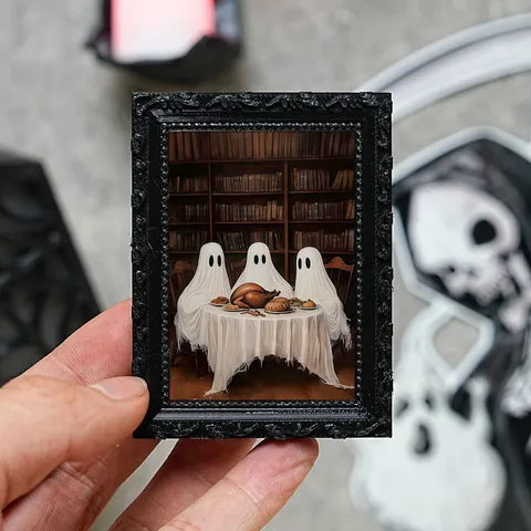 Halloween Stereo Ghost Magnetic Fridge Sticker Retro Photo Frame Cute Cartoon Decorative Message Note Magnet