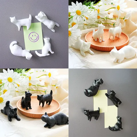 3D Cute Cat Refrigerator Magnet Resin Animal Fridge Sticker Home Kitchen Office Decor Memo Note Holder