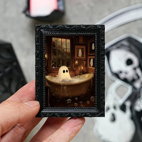 Halloween 3D Stereo Ghost Magnetic Fridge Sticker Retro Photo Frame Festive Home Decor Refrigerator Magnetic Sticker