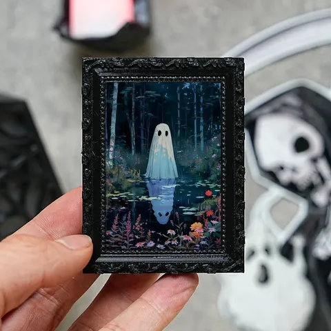 Halloween 3D Geist Magnetischer Kühlschrankmagnet Retro Bilderrahmen Süßer Dunkler Stil Notizhalter Heim Küche Dekor