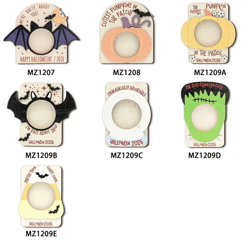 Halloween Wooden Magnetic Photo Frame 3D Bat Pumpkin Picture Frame Refrigerator Magnet Home Holiday Party Decoration