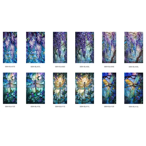 Glas-in-lood Raamfolie Statische Hechting Privacy Raamsticker Bloem Decoratieve Raamsticker Voor Glazen Deur