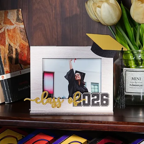 2026 Temporada de Graduación Marco de Fotos de Madera Adorno de Escritorio Soporte de Imagen de Acrílico Borla Decoración del Hogar Regalo
