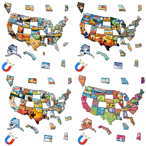 American Map Cultural Puzzle Refrigerator Magnet Creative PVC Soft Magnetic Travel Souvenir Home Decor Office Wall Sticker