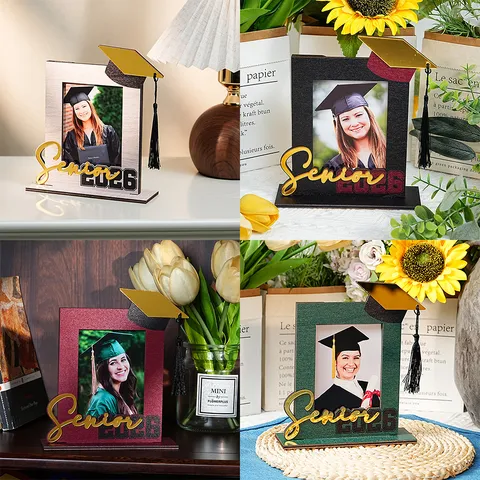 Cornice per Foto di Laurea in Wood Supporto da Tavolo Nappa in Acrilico Ornamento da Scrivania Decorazione Regalo per la Laurea