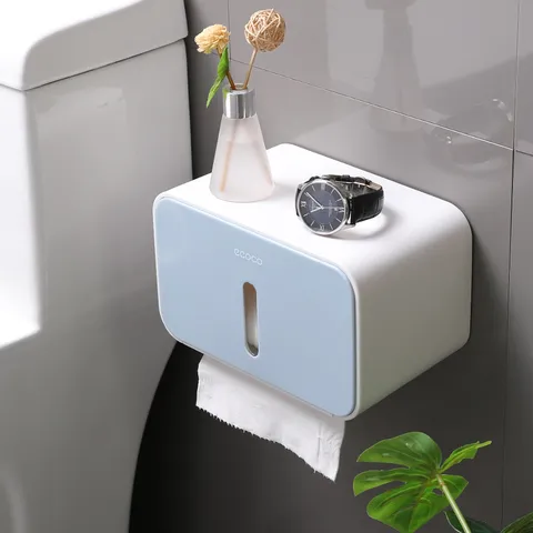 Wandmontierte Toilettenpapierhalter Ohne Bohren Wasserdicht Toilettenpapierhalter Regal Kunststoff Badezimmer Taschentuchbox Aufbewahrungsregal