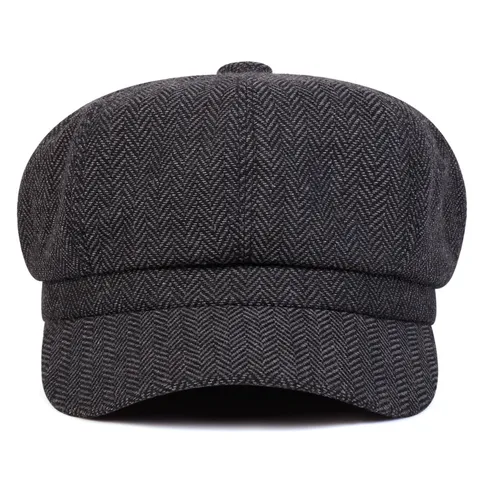 Vintage Herringbone Newsboy Cap For Men Women Retro British Octagonal Baker Boy Hat Autumn Winter Warm Flat Cap Accessory