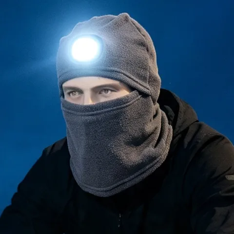 LED Lighting Cycling Balaclava Fleece Mask For Men Women Winter Warm Windproof Outdoor Night Riding Skiing Face Mask Hat