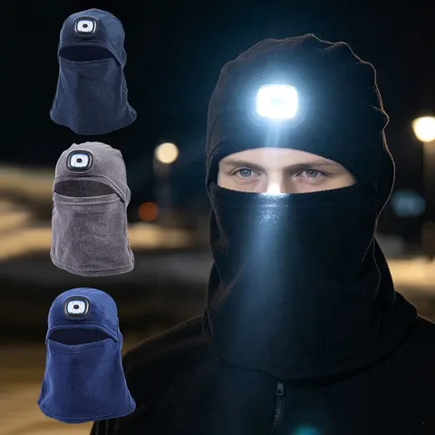 LED Lighting Cycling Balaclava Fleece Mask For Men Women Winter Warm Windproof Outdoor Night Riding Skiing Face Mask Hat