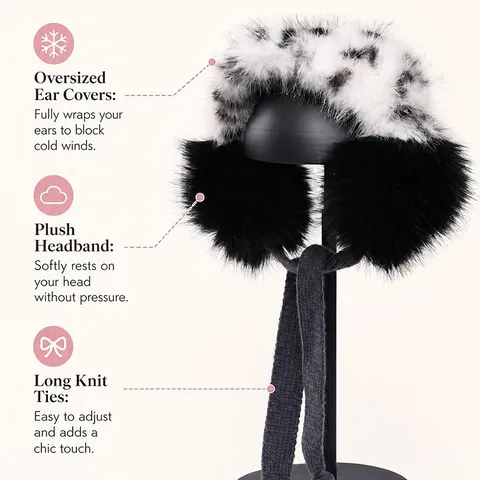 Winter Warm Plush Earmuffs For Women Men Leopard Print Faux Fur Ear Warmers Windproof Outdoor Cold Weather Ear Covers