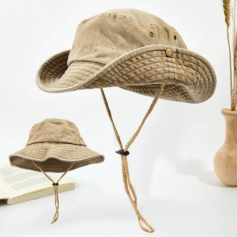 Chapeau Bob en Denim Lavé Unisexe Protection Solaire Extérieur Large Bord Pliable Randonnée Pêche Chapeau Casual Pour Adultes