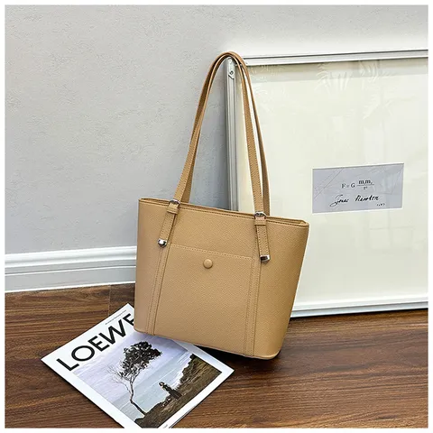 Γυναικεία Casual Τσάντα Tote από Δέρμα PU Μεγάλη Χωρητικότητα Μονόχρωμη Τσάντα Ώμου Αστικό Μινιμαλιστικό Μετακίνηση Τσάντα με Τσέπη για Γραφείο Καθημερινά