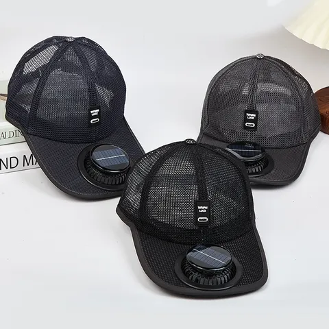 Unisex Solar Powered Fan Baseball Cap Breathable Mesh Sun Protection Summer Cooling Adjustable Duckbill Hat