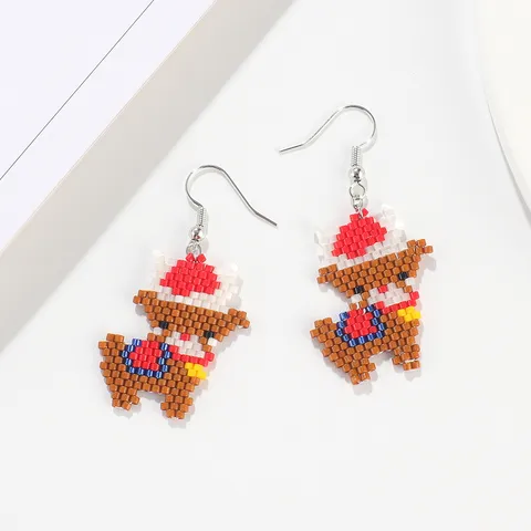 Orecchini Pendenti con Perline di Alce di Natale Orecchini Goccia di Perline Miyuki Fatti a Mano Regalo di Gioielli per Festività Natalizie per Donne