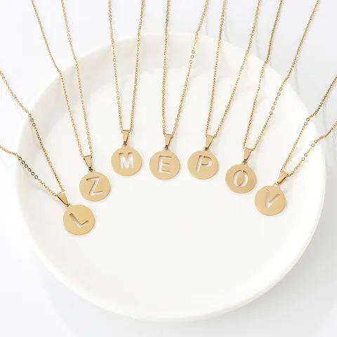 Edelstahl Buchstabe Anhänger Halskette Gold Hohl Alphabet Initial Choker Minimalistischer Mode Schmuck Geschenk Für Damen