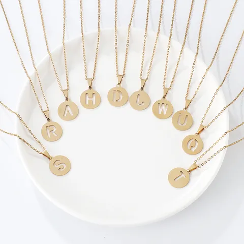 Edelstahl Buchstabe Anhänger Halskette Gold Hohl Alphabet Initial Choker Minimalistischer Mode Schmuck Geschenk Für Damen