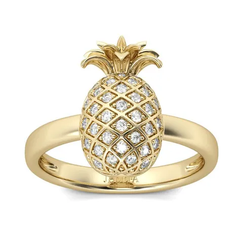Dolce Anello Aperto in Lega con Strass Ananas per Donna Anello da Dito Personalizzato a Forma di Frutta Gioielli Creativi da Festa Regalo