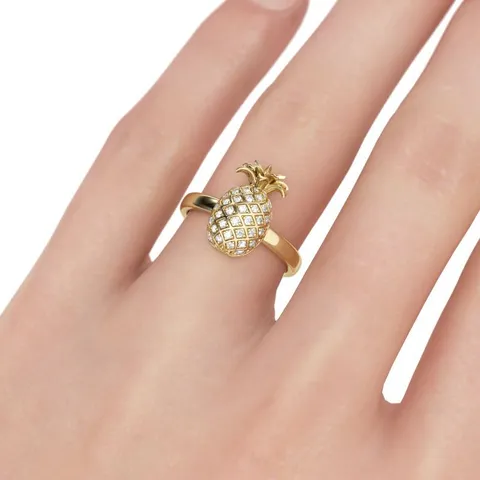 Dolce Anello Aperto in Lega con Strass Ananas per Donna Anello da Dito Personalizzato a Forma di Frutta Gioielli Creativi da Festa Regalo