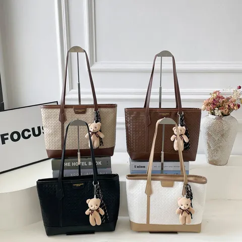 Borsa Tote da Spalla in Pelle Intrecciata di Moda Grande Capacità Borsa da Lavoro Casual Con Manico Superiore per Donna Borsa per Spesa Quotidiana